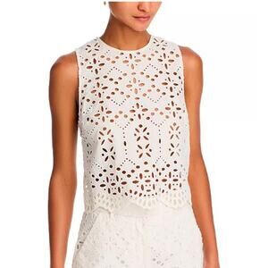 Veronica Beard Women's Adelyn Eyelet Sleeveless Top Sz 0 NWT 348 White